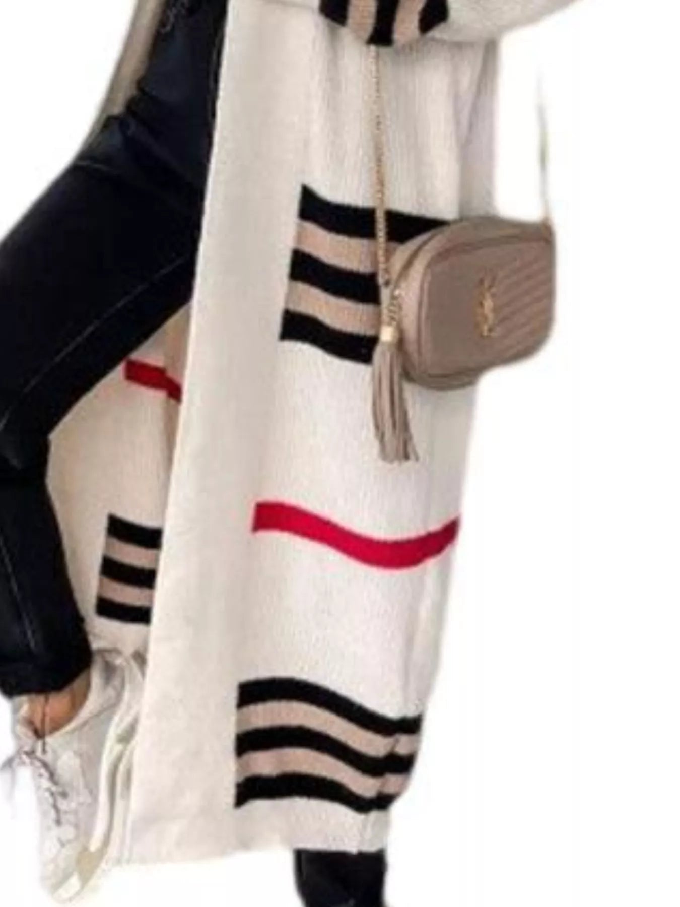Striped Longline Open Front Cardigan